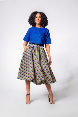 TEJU ROYAL BLUE SKIRT SET