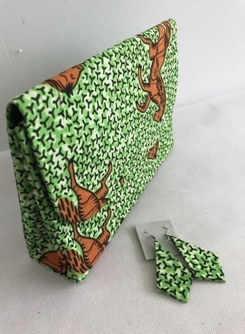 Pochette petite "Cheval" + boucles d'oreilles