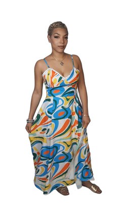 Multi-Colored Sleeveless Maxi Summer Dress