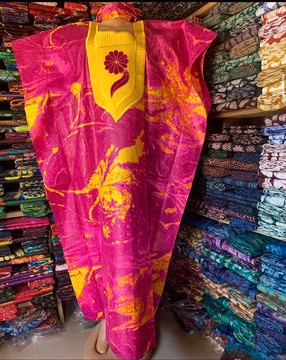 Adire Boubou, African Bubu, African Print Kaftan, Adire Silk Dress, Tie &amp; Dye Dress