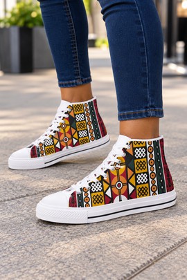 Robe midi à col en V et manches courtes pour femme en imprimé africain | Robe midi en imprimé africain | Bynelo