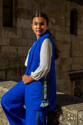 Veste Alizéa – Bleu Saphir Pagne Sénoufo