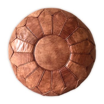 Pouf en vrai cuir naturel Marron pour salon