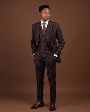 Brown Pinstripe Three-Piece Suit