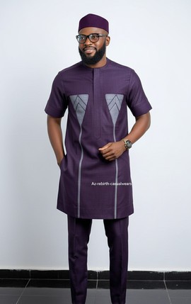 Two-piece men's kaftan with hat