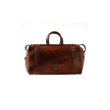 Handmade genuine leather travel bag with shoe compartment - Large weekend bag