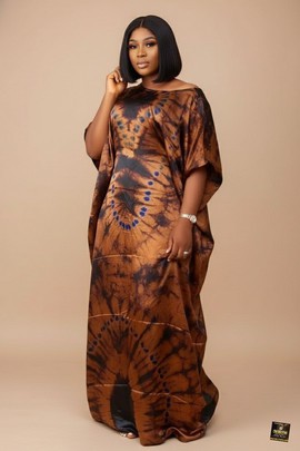 Bronze Earth Adire Silk Kaftan