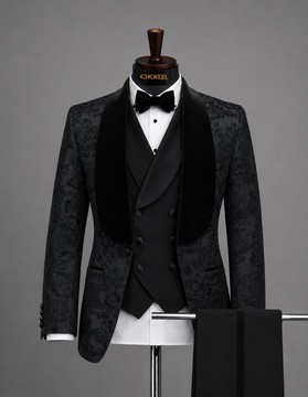 flower textured jacquard shawl lapel tuxedo suit....................BEST SELLER