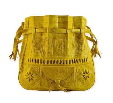 handmade yellow genuine leather shoulder bag