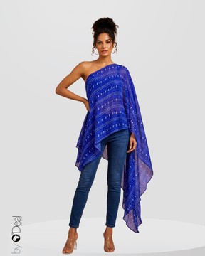 Oversized asymmetrical chiffon tunic