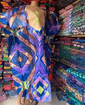 Adire Boubou, African Bubu, African Print Kaftan, Adire Silk Dress, Tie &amp; Dye Dress