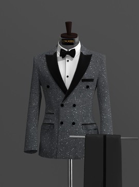 SILVER-GRAY DOUBLE BREASTED TWEED SUIT............................BEST SELLER