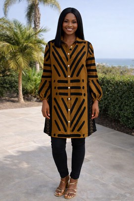 The Mudcloth Inspired Earthsong Shirt Dress – Nature woven in color