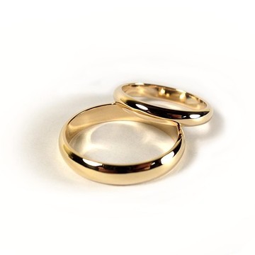 14k Yellow Gold Wedding Band Plain Polished Rounded Dome + Comfort Fit | Men &amp; Women Wedding Ring
