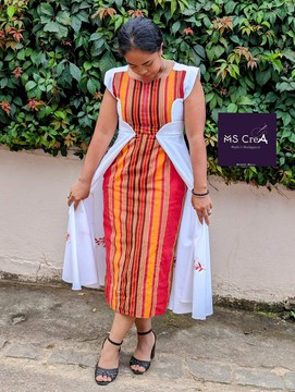 Robe fête familiale/ fiançailles/ Mariage/Robe maxi en Sobahya Madagascar
