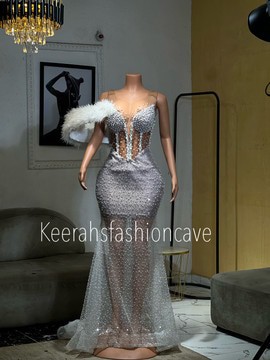 Embellished dress with tulle train, prom dress wedding dresses, engagement and evening gown