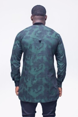 Patterned Green Shirt, Long Sleeve Shirt, Cotton Shirt, Mens Clothing, Mens Wear. Mens Shirt