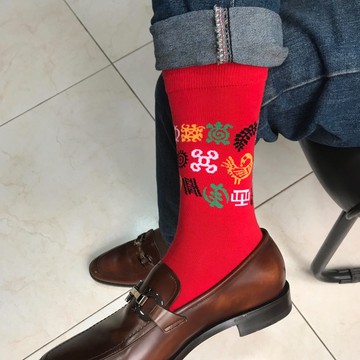 Adinkra Socks Red