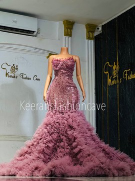 Embellished dress with tulle train, prom dress wedding dresses, engagement and evening gown