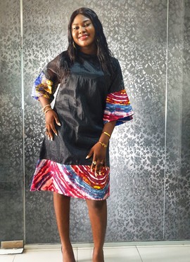 African Woman Unique Mid-Length Shift Dress for Special occasions/Work/Plus Size
