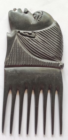 Carved wooden afro comb - hair accessory