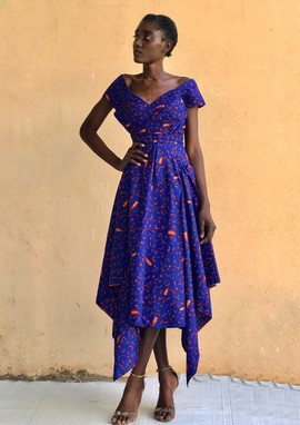 Asymmetric African Fireflies Wrap Dress
