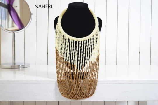 African beaded twisted  fringe necklace Gift for her