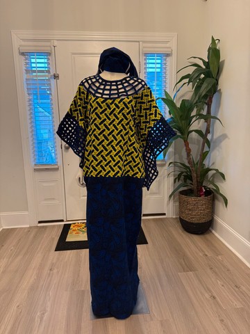 African Ankara Wax Print Basket Sleeve Dress