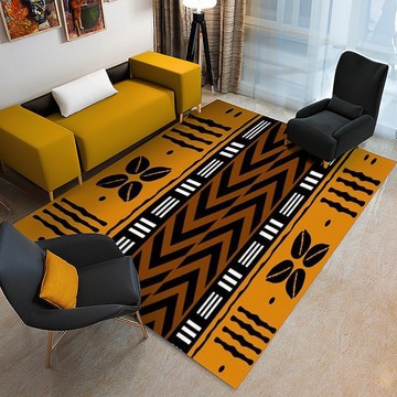 Geometric African Print Area Rug | Colorful Orange Carpet (LARGER SIZES AVAILABLE)