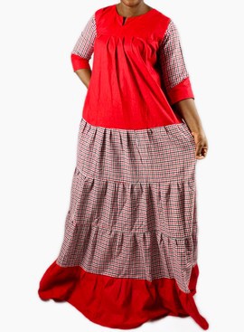 Checkered Kaftan Dress