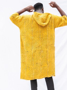 Yellow Frequency Hooded Bogolan Cloak (Pre-Order)