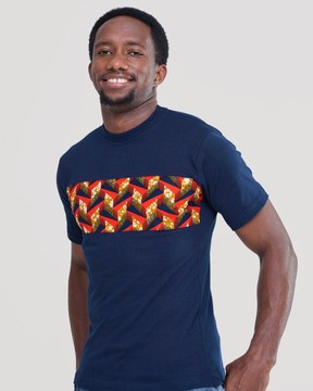 Men’s Navy Blue African Print T-Shirt