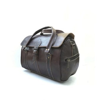 BIG SALE! Genuine Leather Travel Bag with Red Kilim Handmade in Morocco
