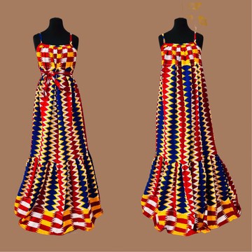 Robe longue Wax multicolore - avec poche