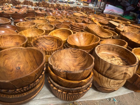 10 Handmade Wooden Bowls – Natural African Serving Bowls – Carved Wooden Kitchenware