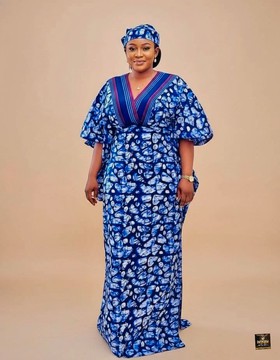 The Indigo Pebble Adire Evening Gown