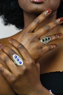 Bague argent touareg « AMANE » noire