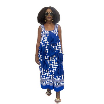 Black and White Star Bow Flared Maxi Dress