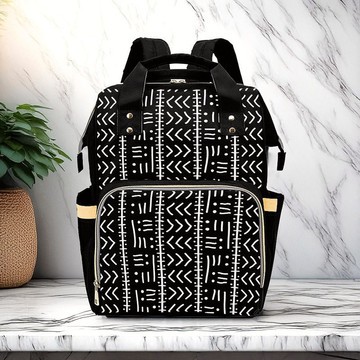 Black &amp; White Tribal Print Backpack | Afro Fashion | Diaper Bag
