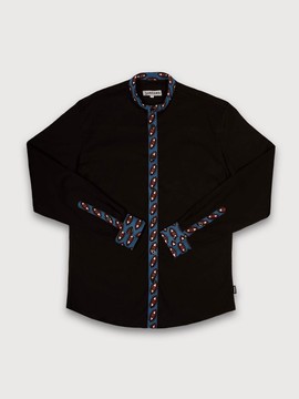 Conakry black long-sleeved Mao shirt
