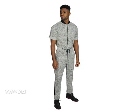African Print Denim/Jeans Mens Jumpsuit, Mens Jean Jumpsuit, Mens Jumpsuit, Front Zip Jumpsuit,