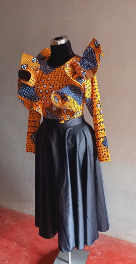 Aaliyah top and Ankara skirt