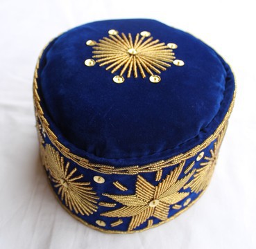 Velvet Stoned Crown Wedding Hat,  Traditonal Beaded Cap, African Mens Hat, African Wedding Hat