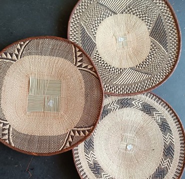 Lot de 3 grands paniers tonga faits à la main de 41 cm
