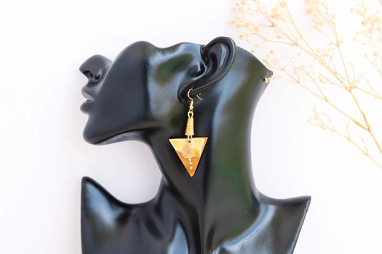 African bone earrings, Brass Earrings, Elegant earrings, Drop earrings, Christmas Gift