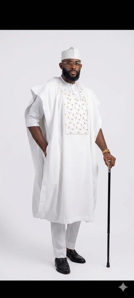 Classic white Agbada with embroidery