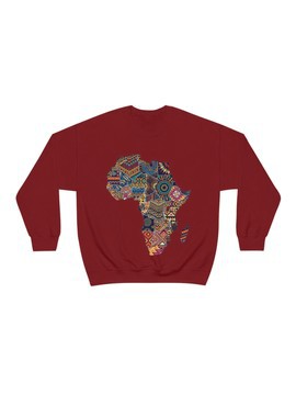 Sweat bordeaux en coton bio Africa Map (unisexe)