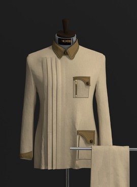 BIEGE ZIPPER POCKET DETAILED SAFARI SUIT........................BEST SELLER