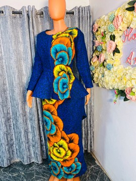 Robe à imprimés mixtes Ankara, jupe et chemisier Ankara