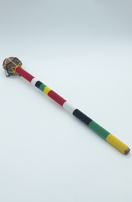 Beaded African Rungu Stick | Handmade Maasai Walking Stick | Decorative Cultural Staff